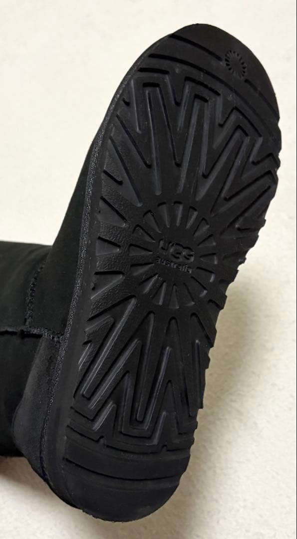 UGG 24.0cm ブラック ムートンブーツ ロング 7 38 アグ 美品