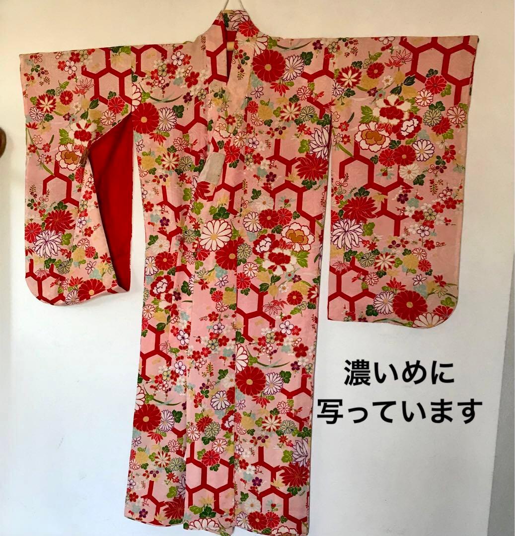 正絹 アンティーク着物 七五三 レトロ着物 古典柄