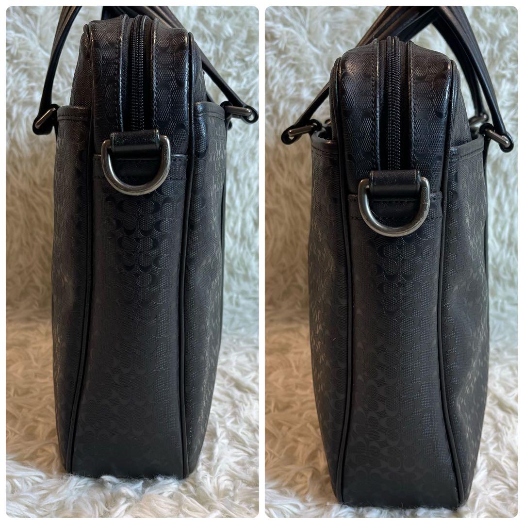 コーチ 2WAY ビジネスバッグ レザー シグネチャー ショルダー付