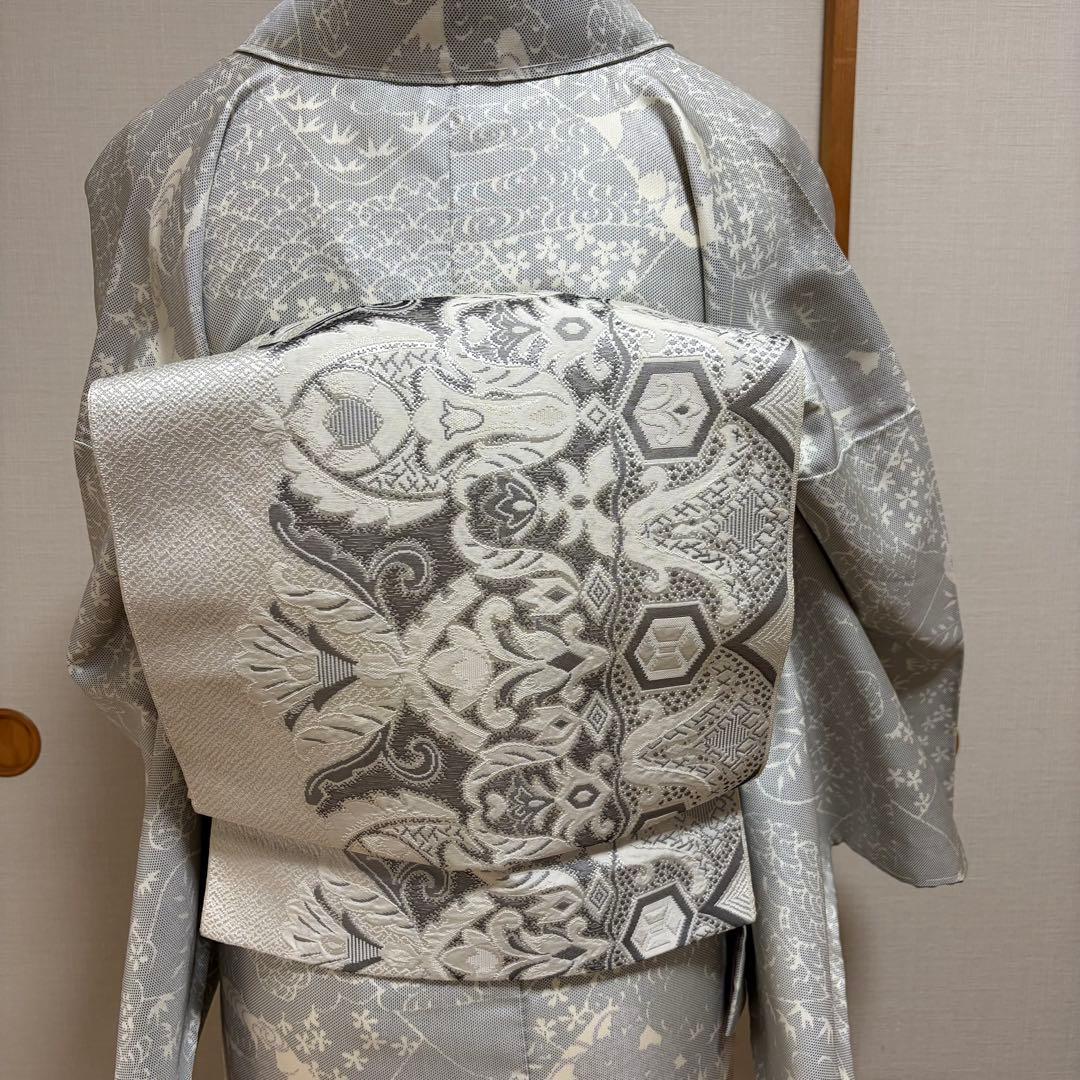 未使用近い　SOGO 美品　袷　正絹　白紬　大島　白大島　小紋　フルセット