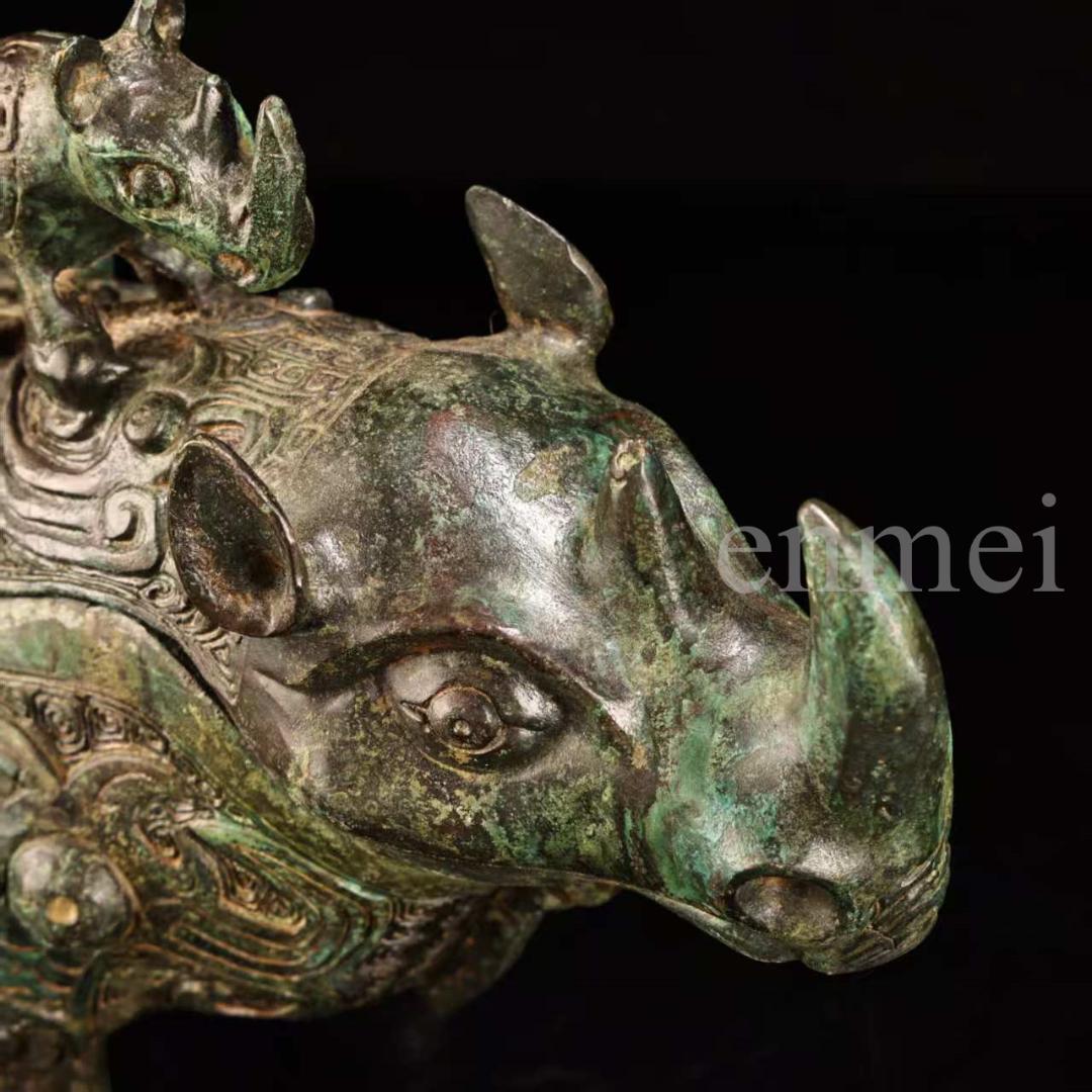 中国古美術・下鄕収集・青銅製牛觥・サイ・鏨刻高浮彫・純銅製・置物・風水開運・酒具