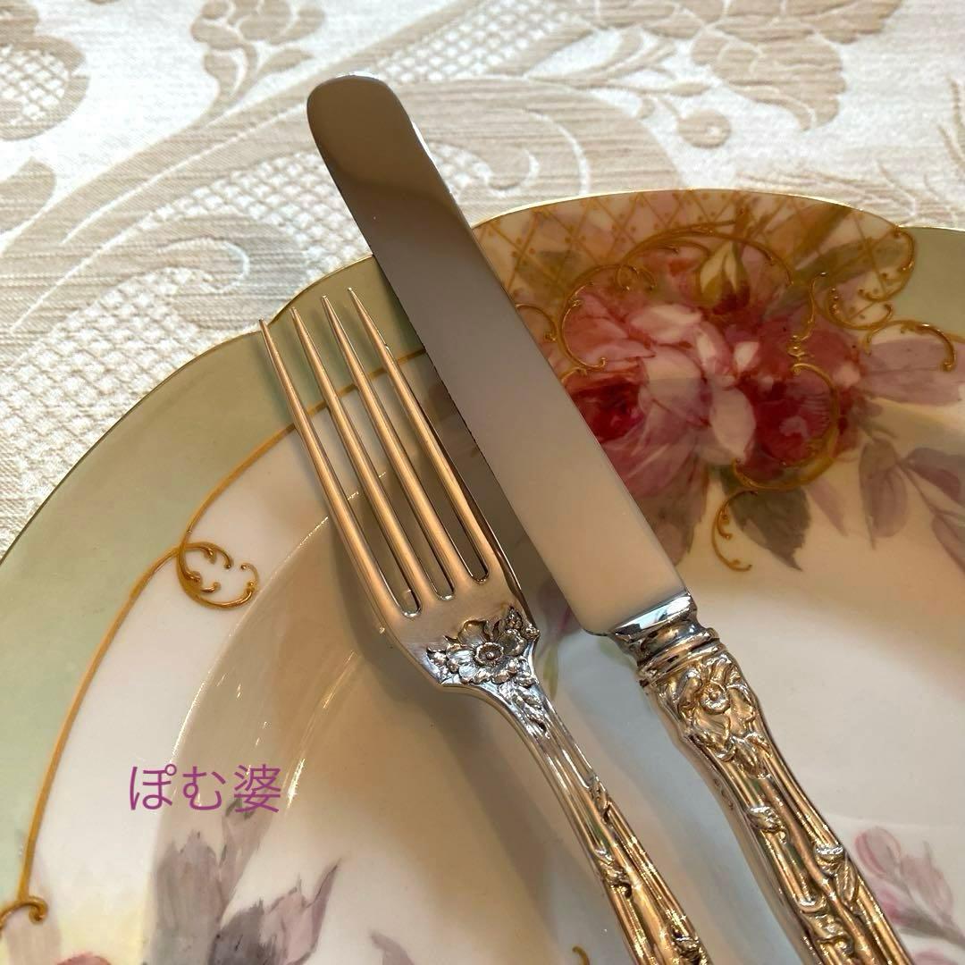 【リード＆バートン】純銀 スターリング／ナイフ＆フォーク １組／Intaglio