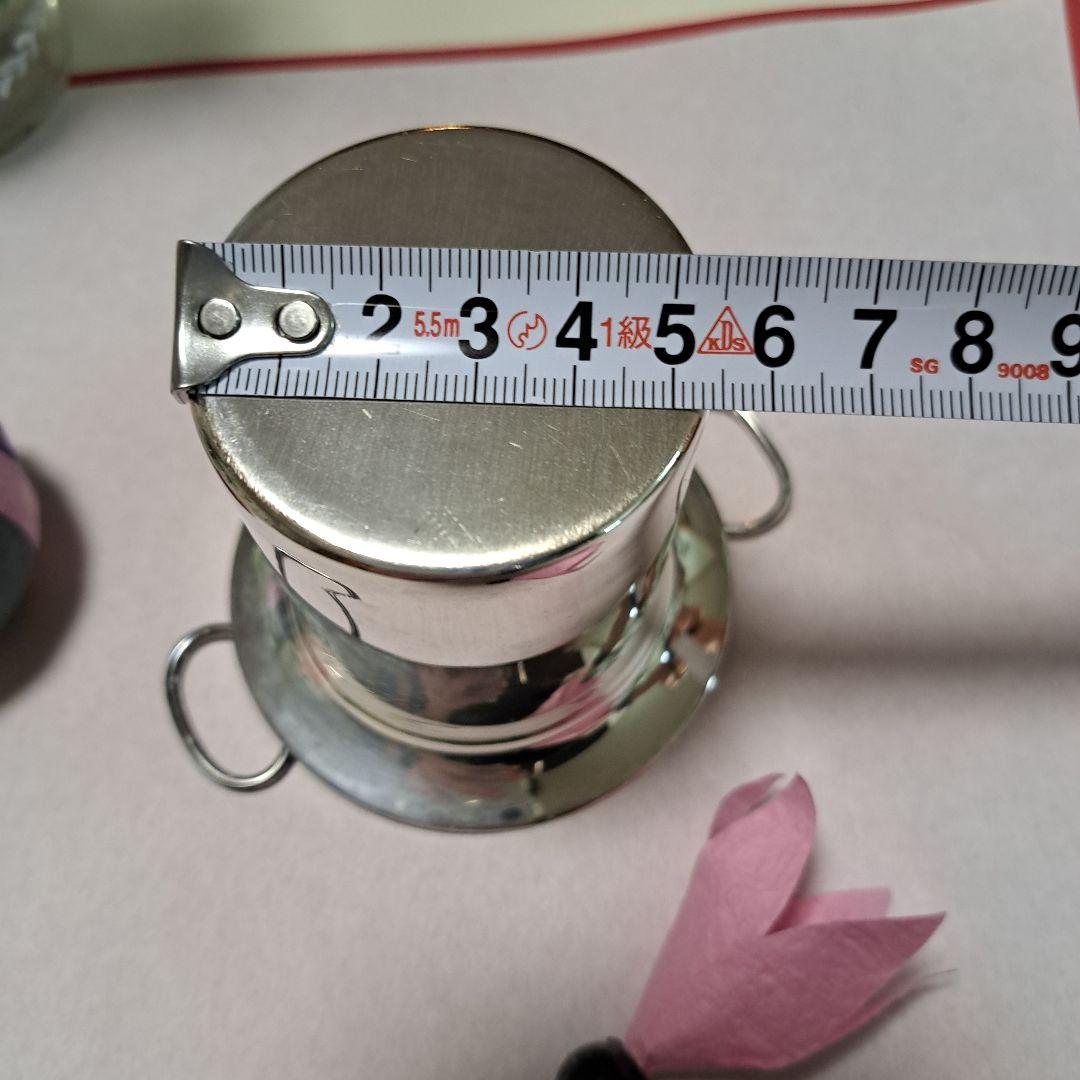 銀製ハンドル付き容器 直径8.2cm(+リング3.８cm)