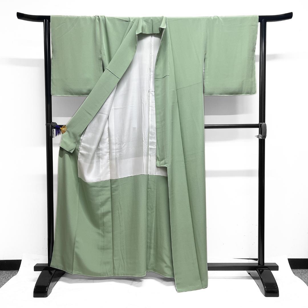 未着用　色無地　ライトグリーン　大丸タグ　パーティ　着物　115b d ms