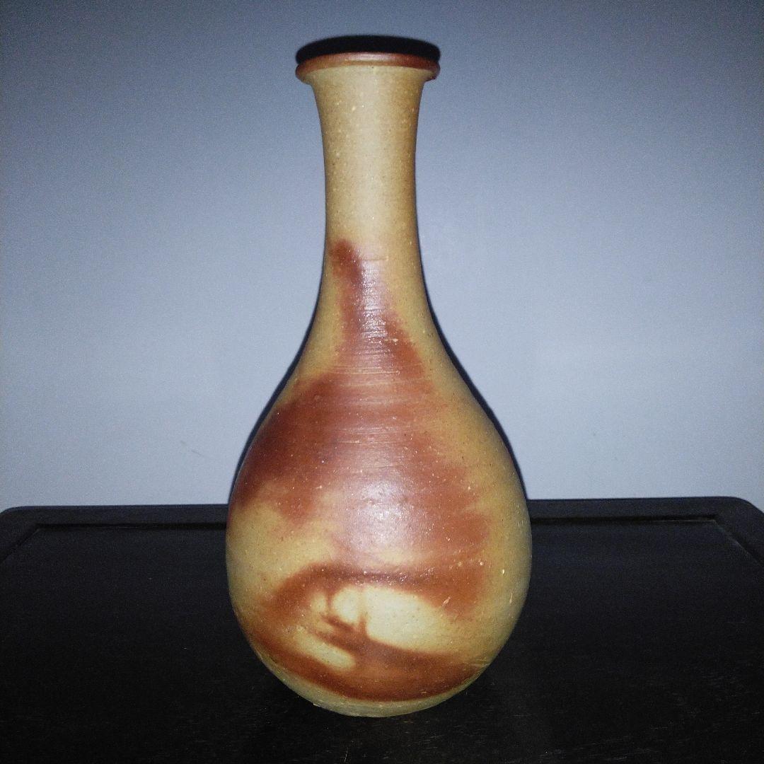 NO620 備前焼　花瓶　火襷　陶印アリ