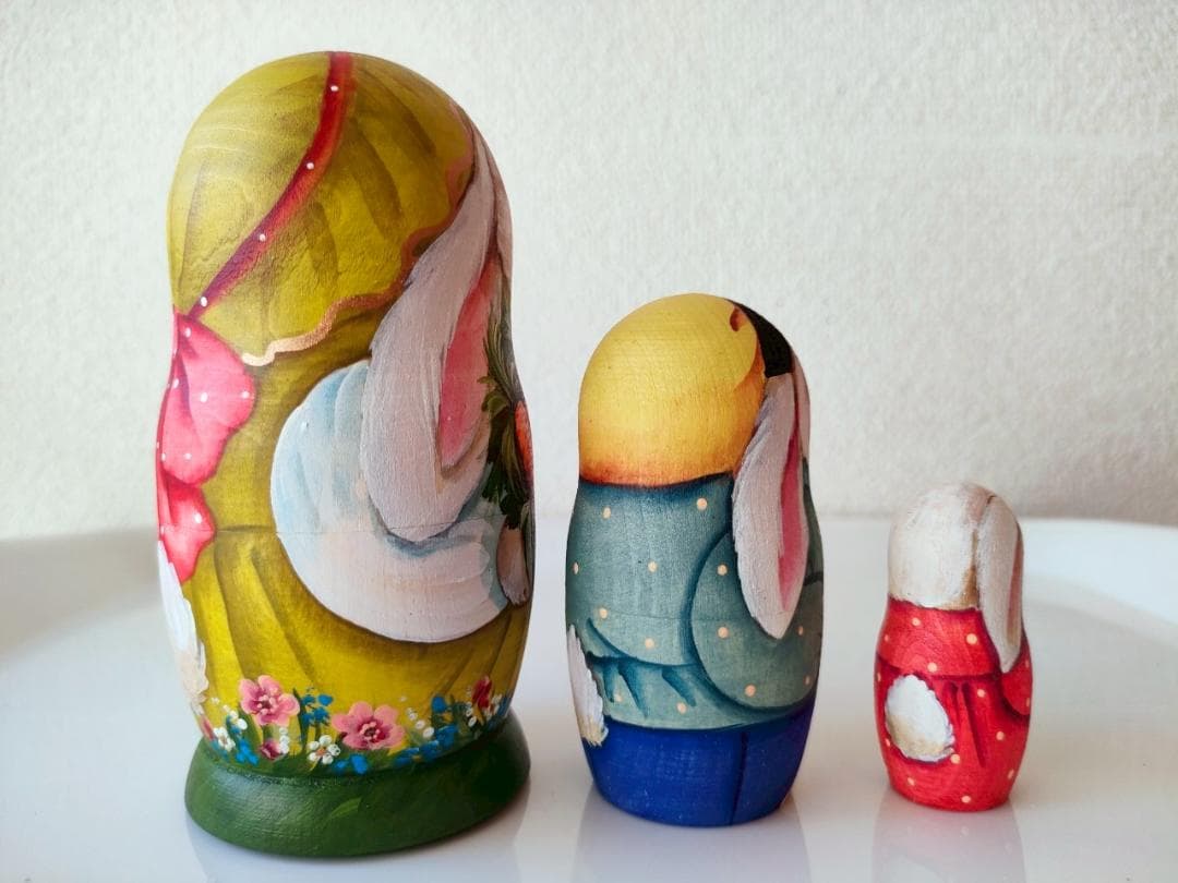 【KV016】11cm級 マトリョーシカ カバノヴァ　うさぎの親子