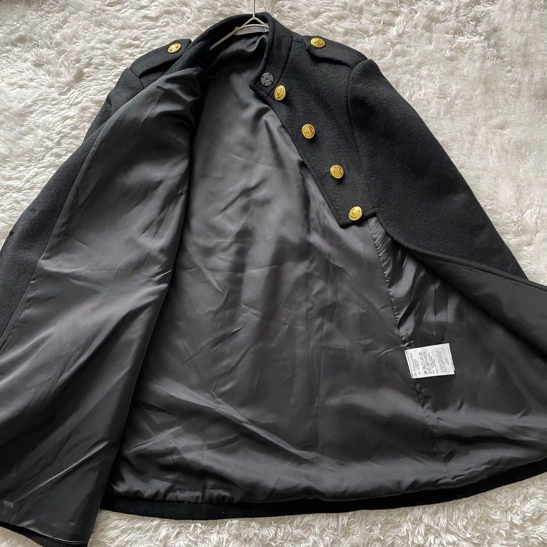 エヌフレーム 金ボタン クラシックケープコート ウール バンドカラー