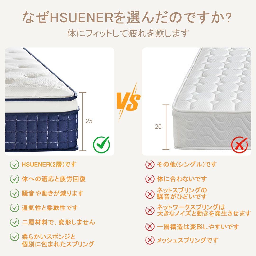 マットレス ポケットコイル 厚さ25cm 高反発 360N