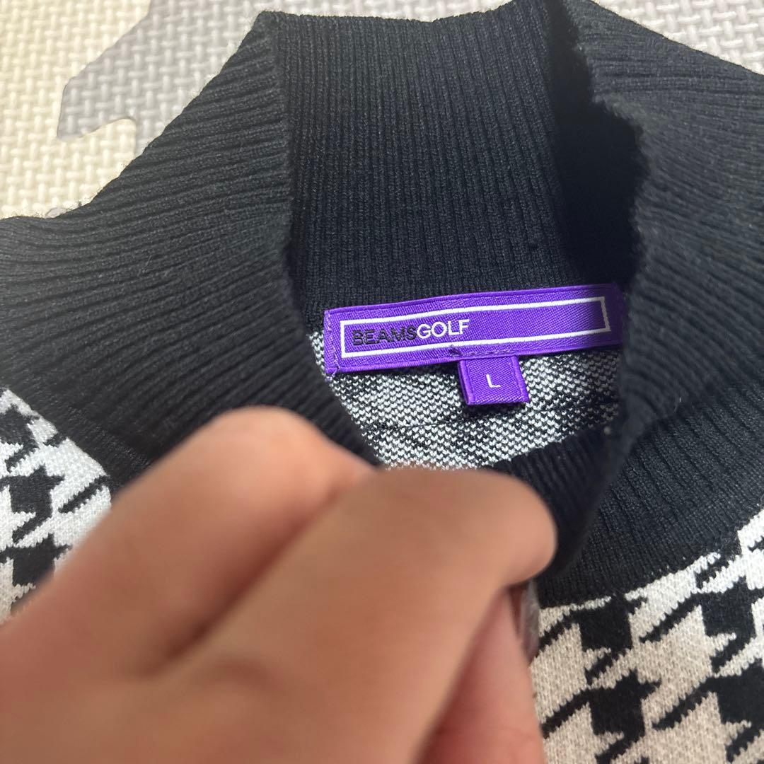 BEAMS GOLF ハウンドトゥース モックネックニット 千鳥格子 2024年
