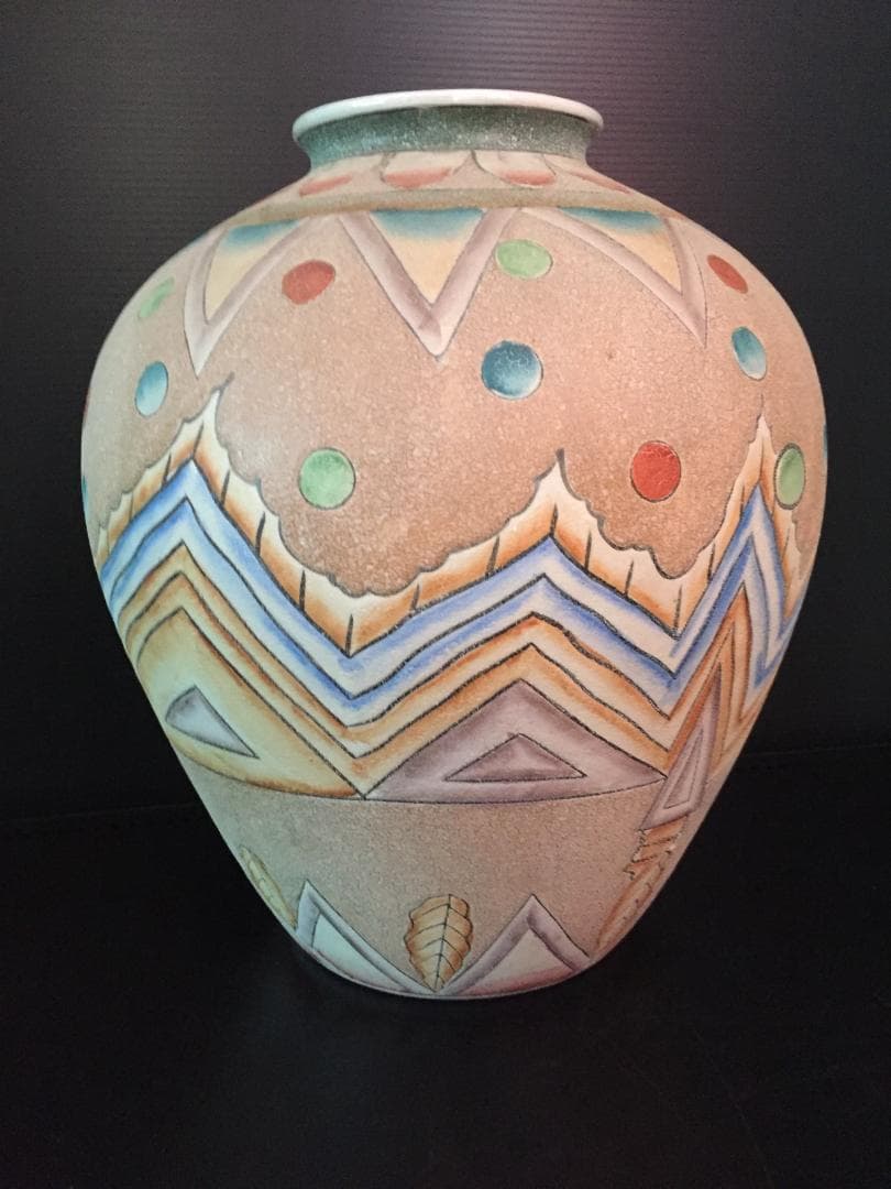 昭和レトロな花瓶　九谷焼　新品未使用　年代物