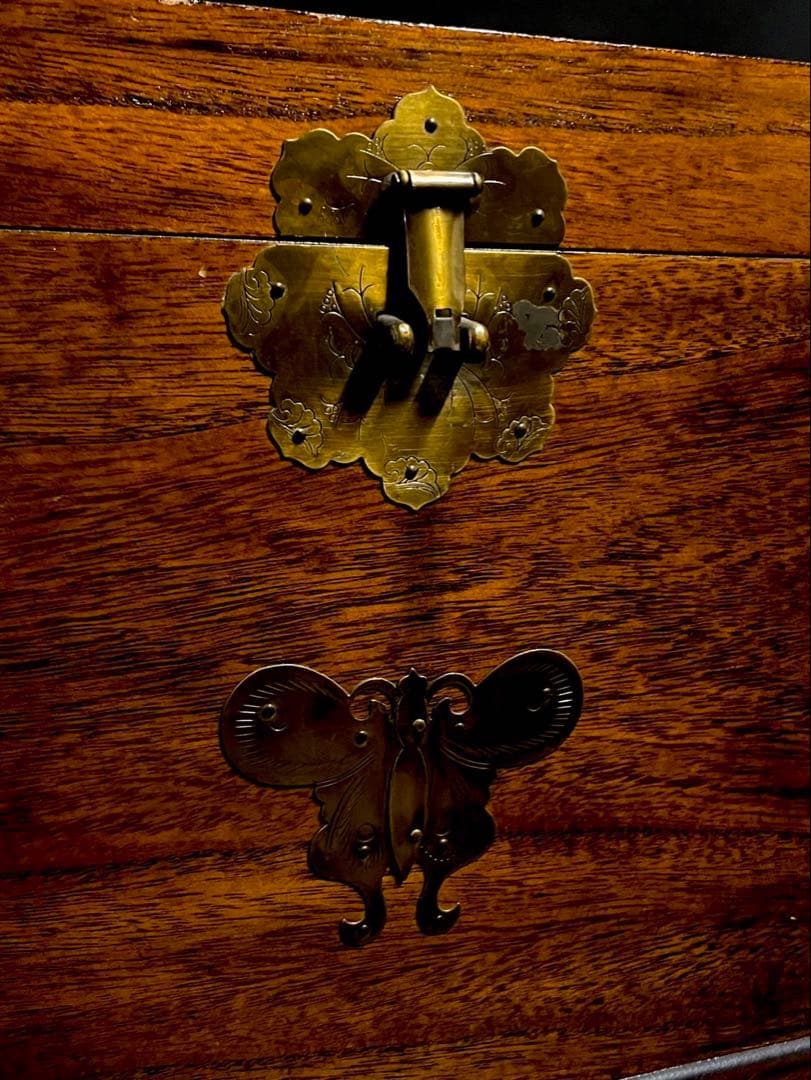 「祖」李朝 箪笥 バンダジ モリジャン 真鍮金具 4脚 朝鮮家具 （あ）