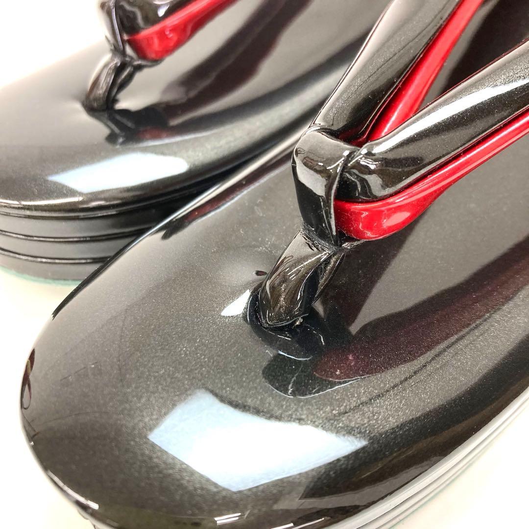 【着物と帯 時流】L25342s◇訳あり振袖用 草履バッグ◇ 黒×赤桜 未使用品