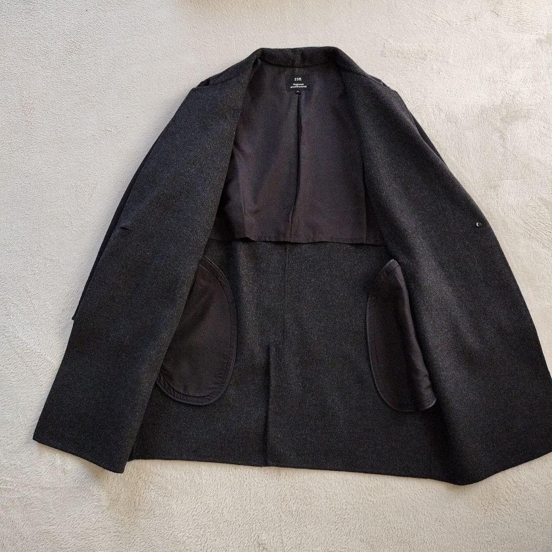 23区ソフトウールリバーロングコートウールアンゴラダブルフェイス44大きいサイズ