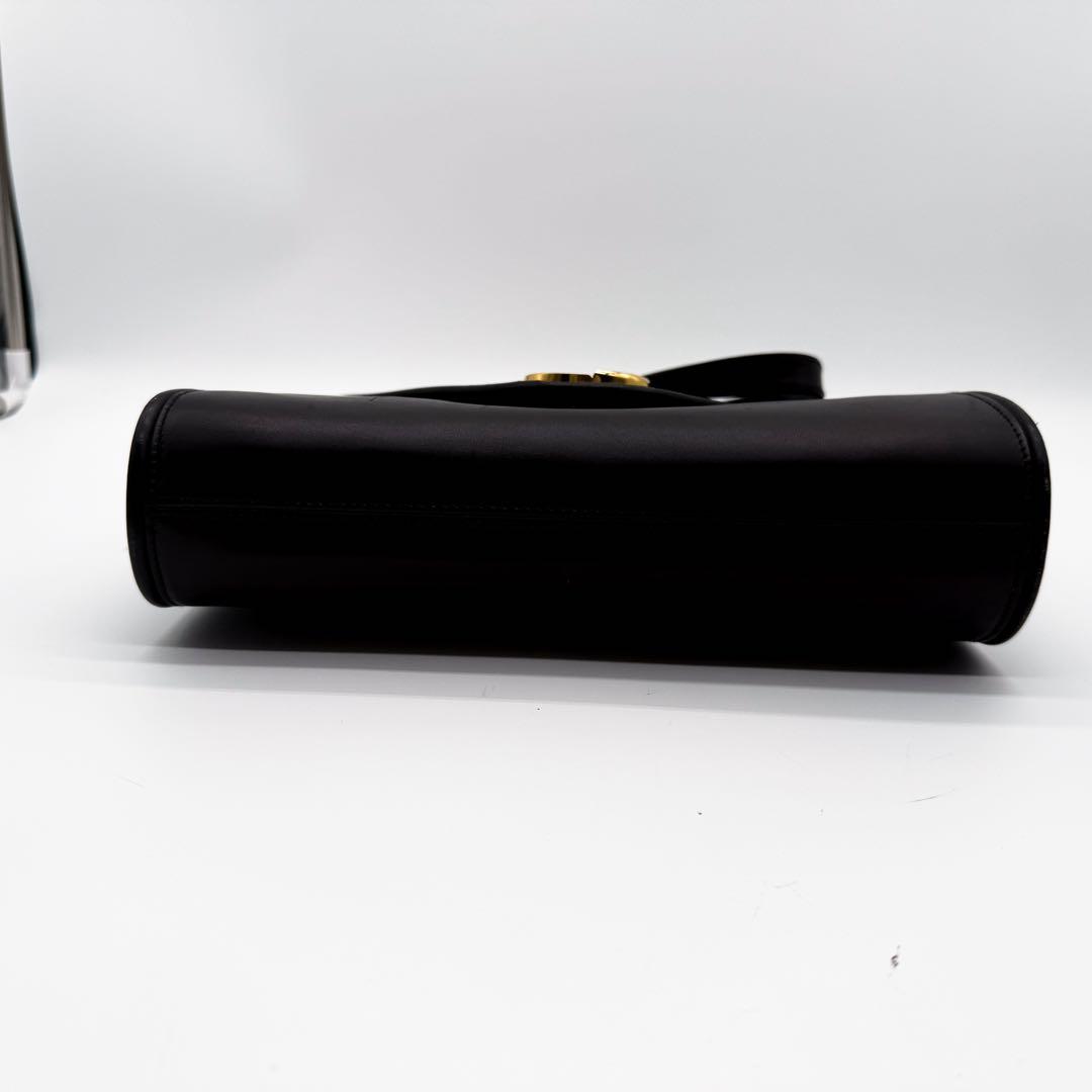 美品◆グッチ ショルダーバッグ G金具 カーフレザー ロゴ金具 ブラック