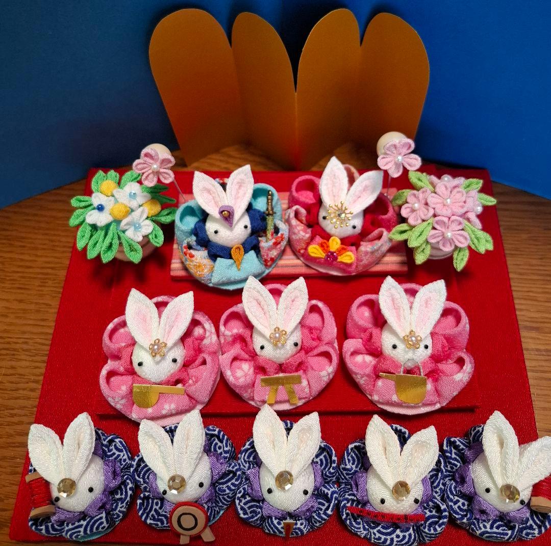 つまみ細工　雛人形三段飾り　(2)