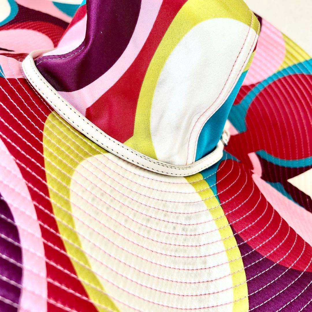 希少✨coach コーチ シグネチャー マルチカラー ハット つば広帽 シルク