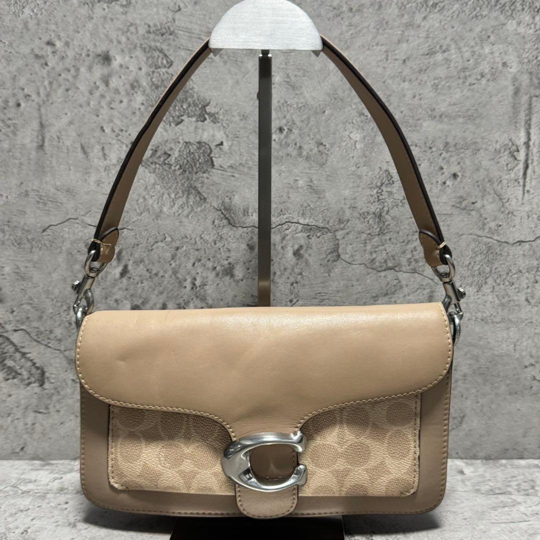 良品 コーチ ワンショルダーバッグ タビー20 PVC レザー ベージュ