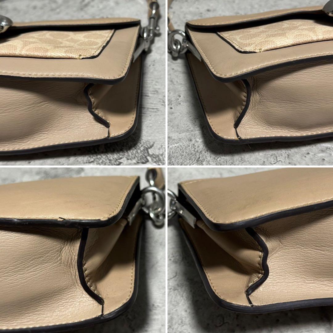 良品 コーチ ワンショルダーバッグ タビー20 PVC レザー ベージュ