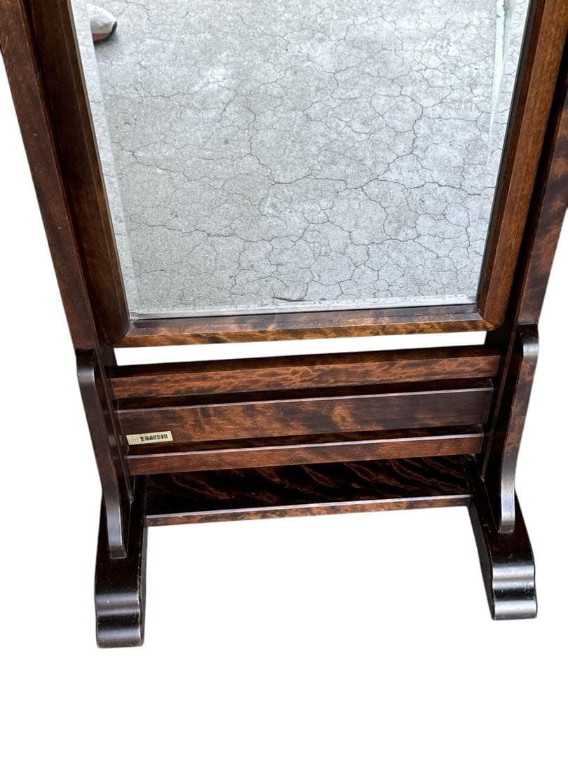 北海道民芸家具 ミラー 鏡 姿見 全身鏡 樺材 無垢材 和家具