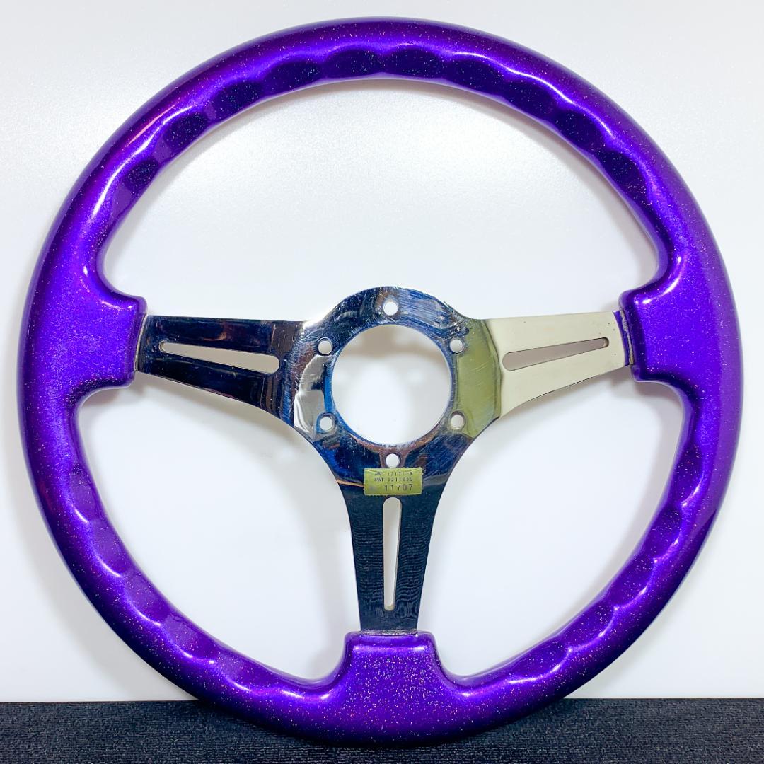 エムズレーシング ウッドステアリング カスタムペイント 90s 当時物