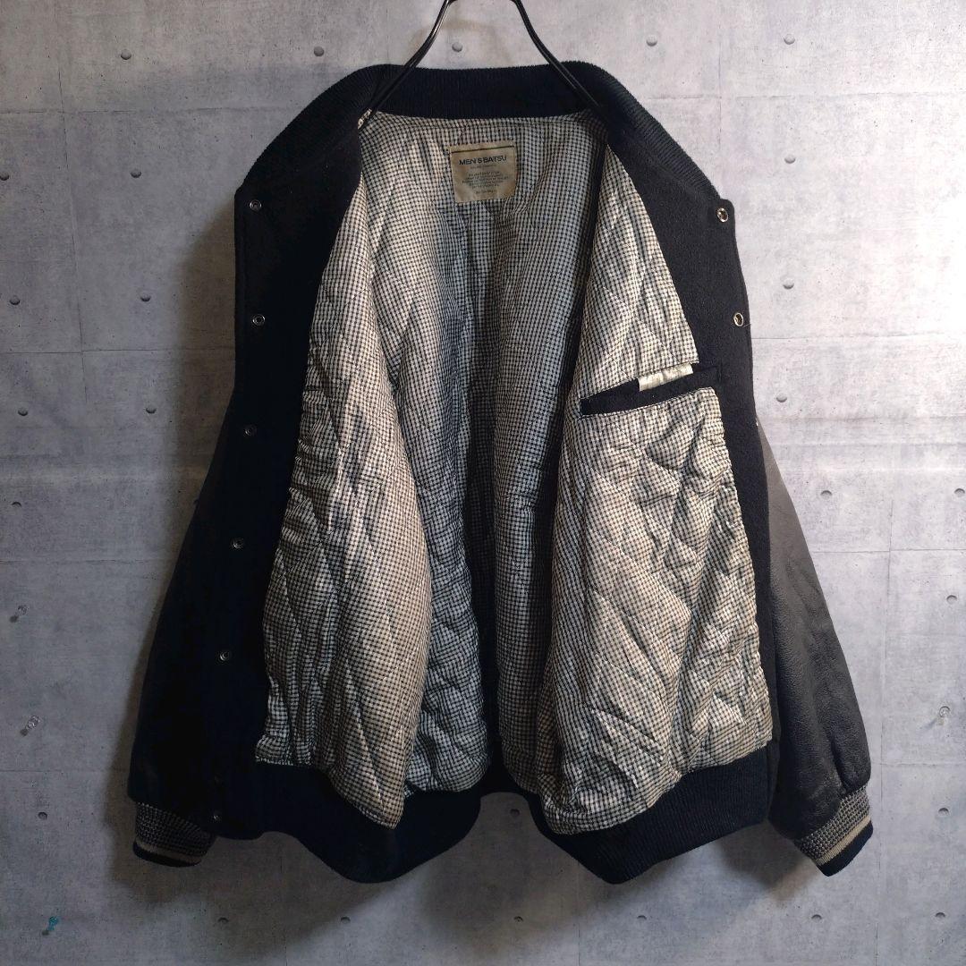 BA-TSU★バツ アームレザー 総刺繍 メルトン スタジャン 黒 L相当