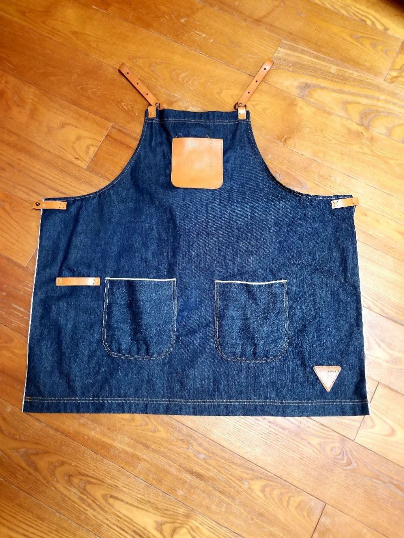 【美品】エプロン 岡山デニム デニム 赤耳 レザー 牛革