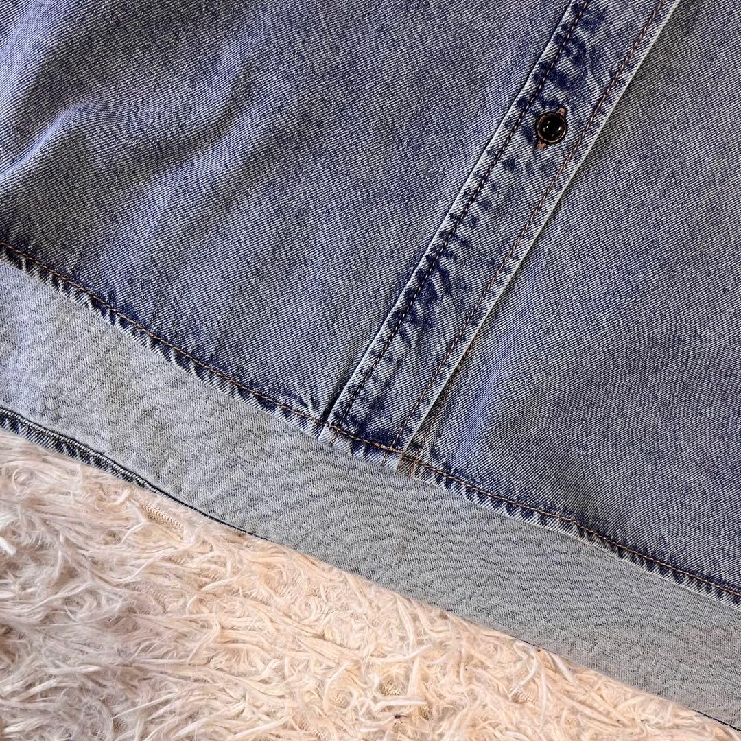 PUAL CE CIN ヴィンテージライクデニムバンドカラーシャツ　ゆったり