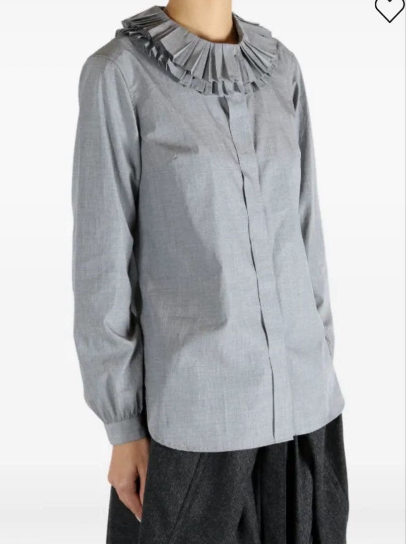 マーガレットハウエル ラッフルカラーブラウス フリル襟シャツ グレー