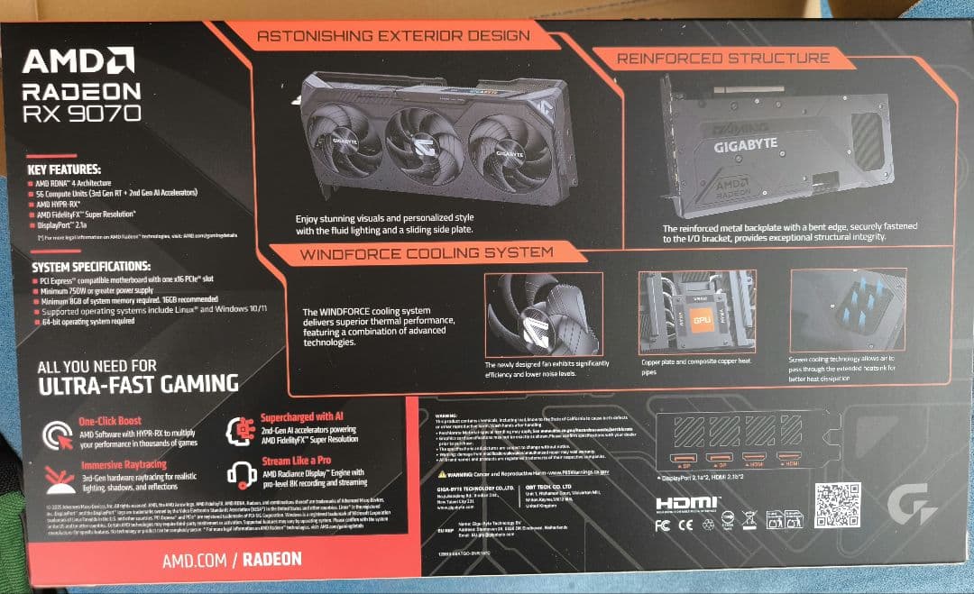 グラフィックボード・グラボ・ビデオカード GIGABYTE Radeon RX 9070 GAMING OC 16G