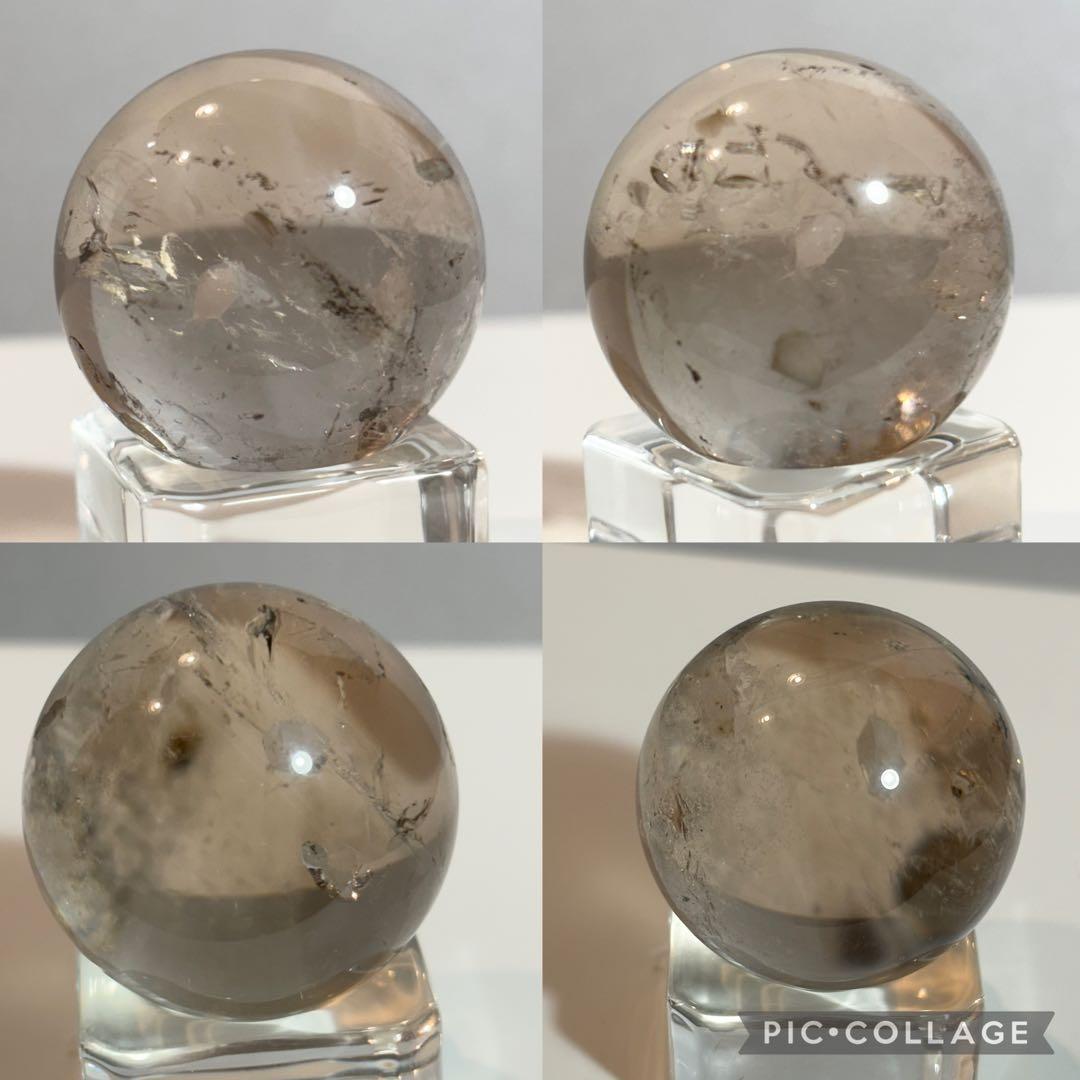 激レア カルサイトインスモーキークォーツ　スフィア　カルサイト　丸玉