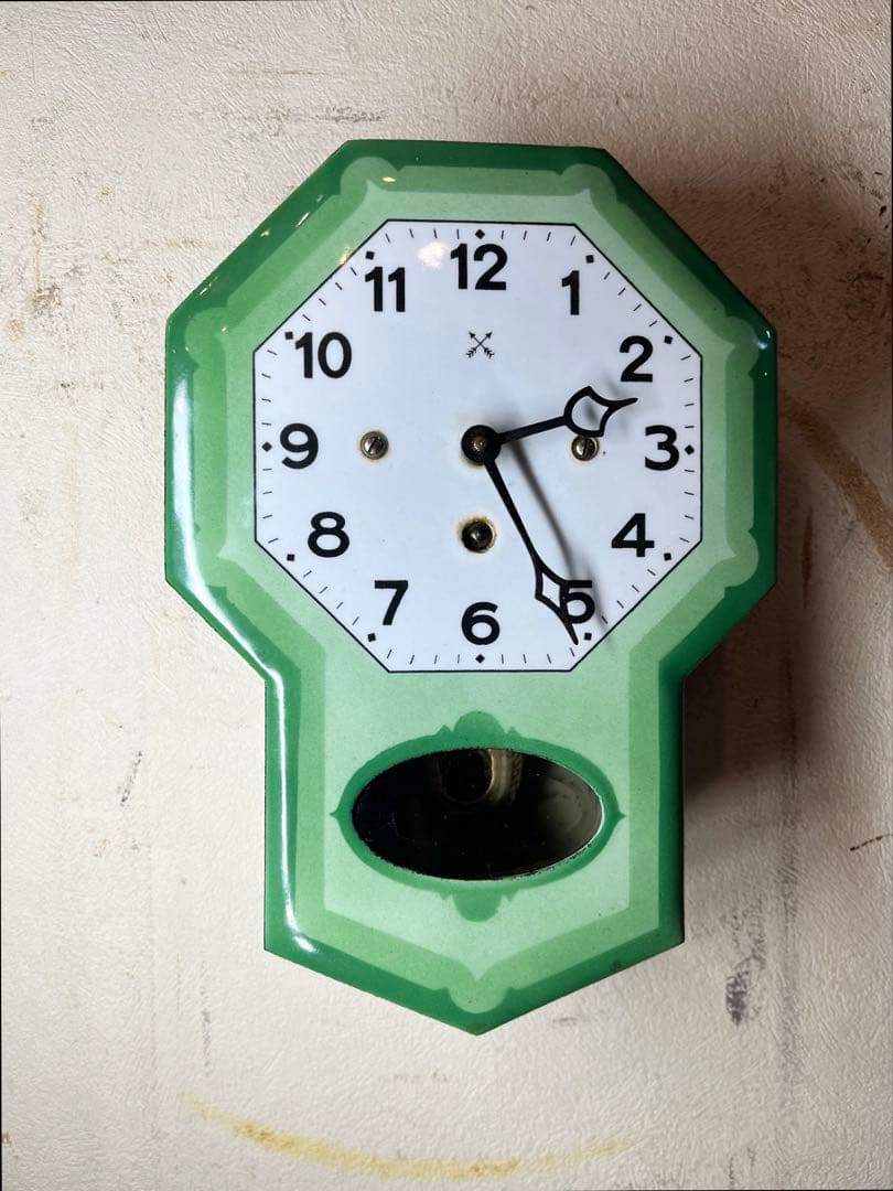 ドイツ製　超ミニ　ホーロー　柱時計　古時計　振り子　ユンハンス　精工舎　レトロ