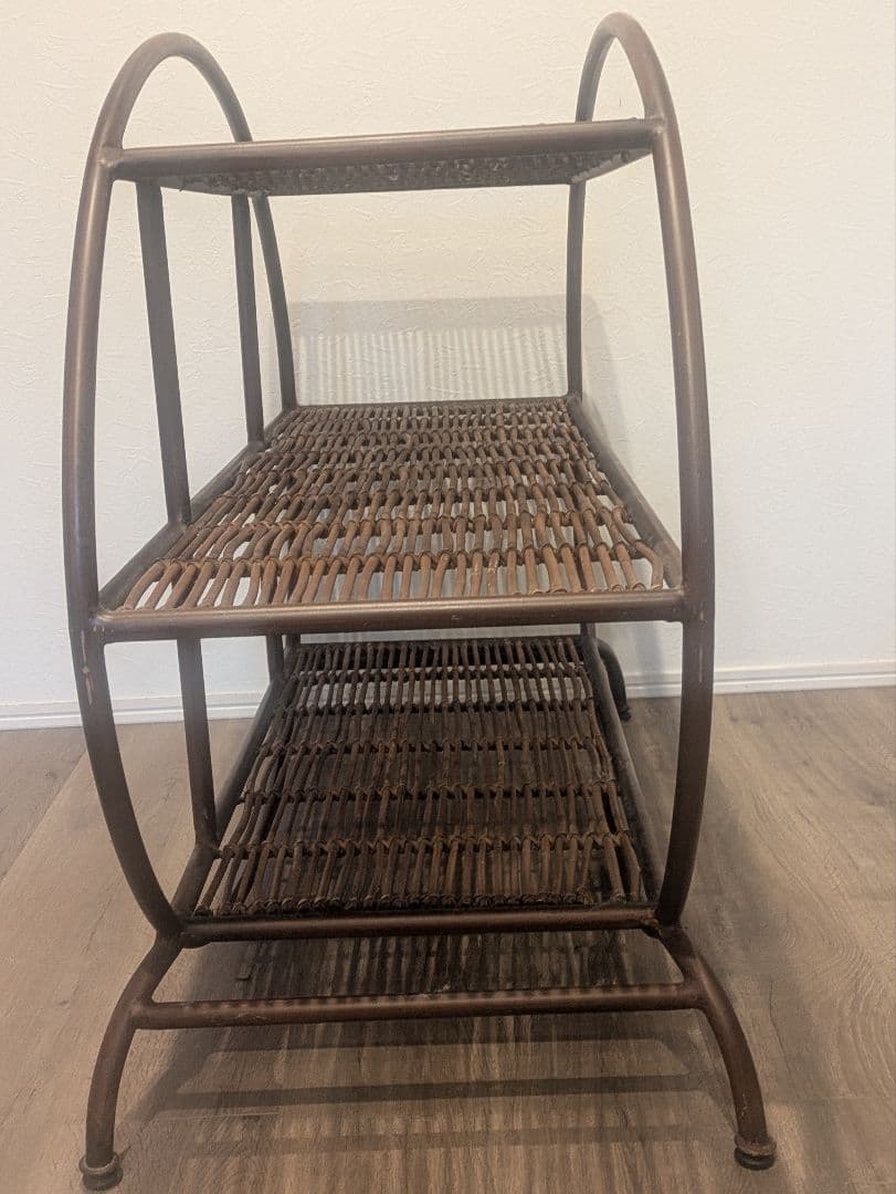 楕円形3段スチールラック ブラウン