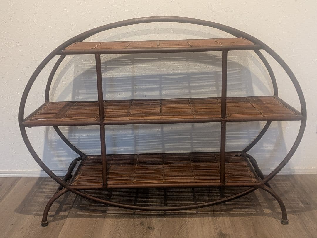 楕円形3段スチールラック ブラウン