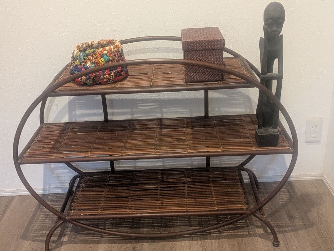 楕円形3段スチールラック ブラウン