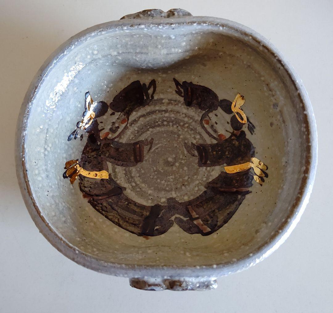 九谷焼 女流作家 鈴木晶子作 唐人 楕円小鉢揃 5客