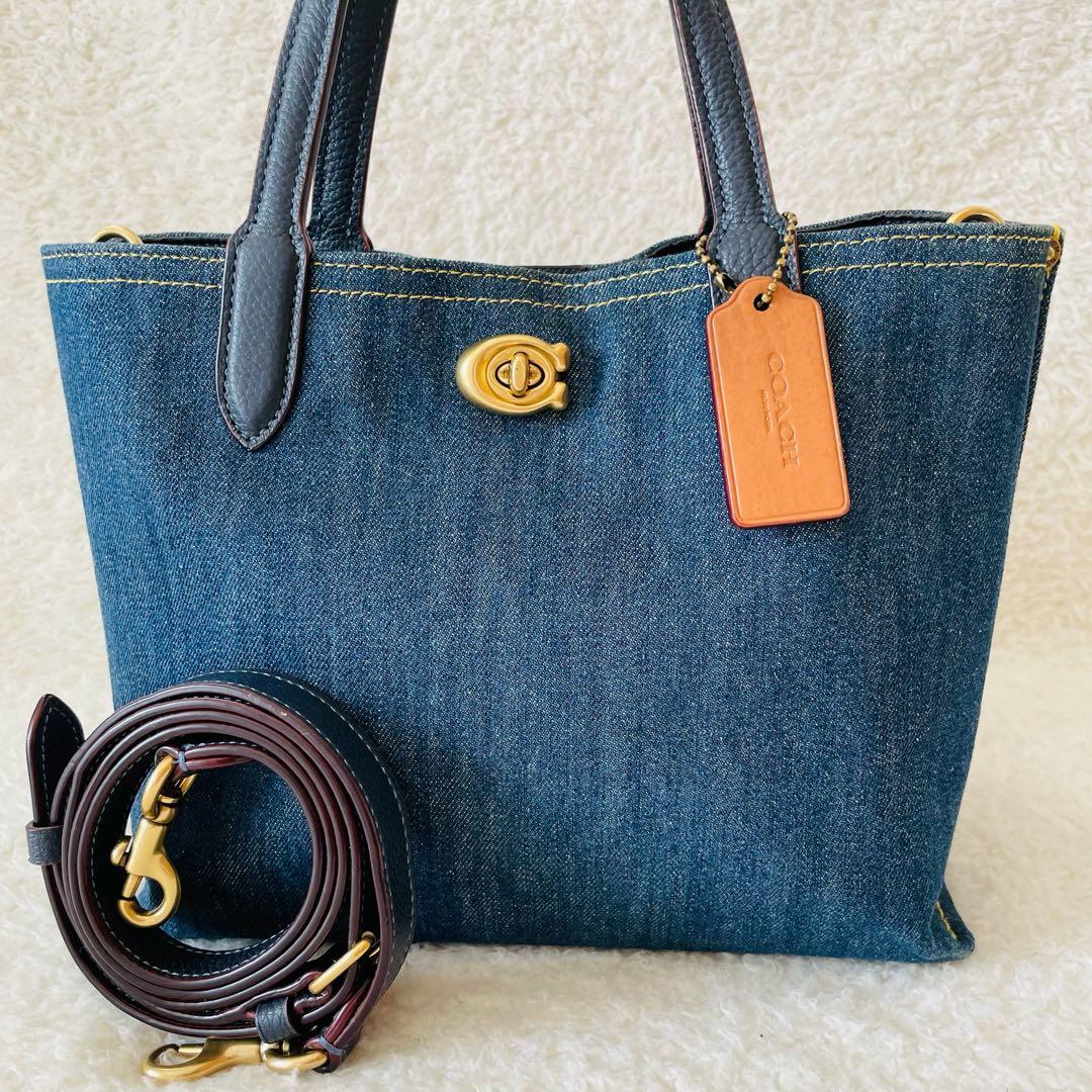 【美品】COACH ハンドバッグ 2way ショルダーバッグ デニム ウィロウ