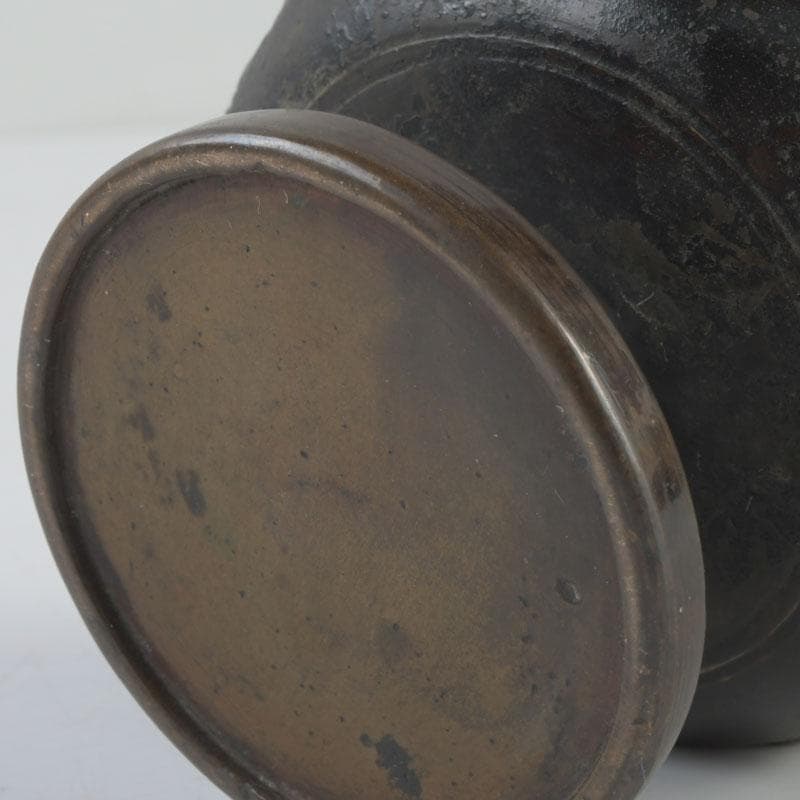 中国　古銅宣徳銅　獅子摘　龍鳳凰刻　蓋爐　香炉　V　9622