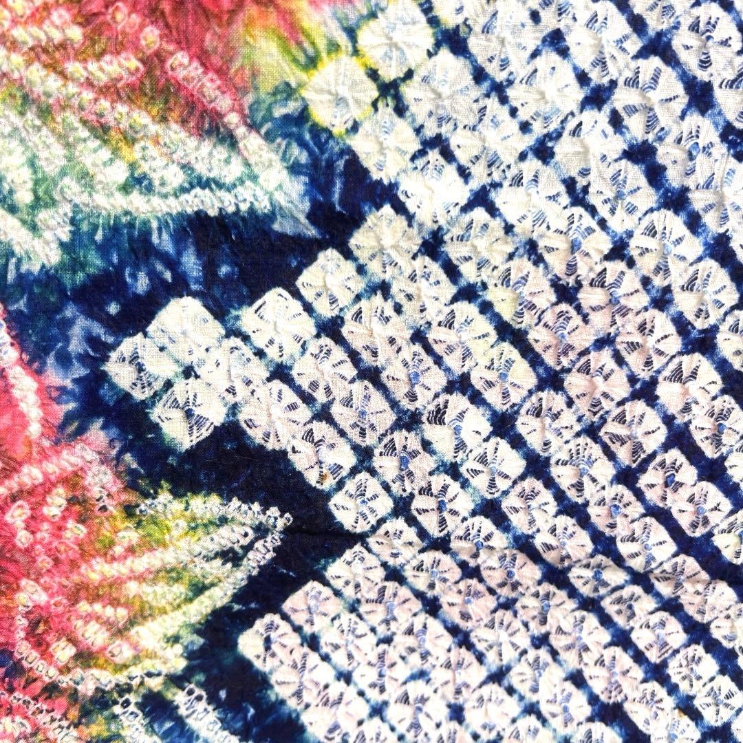 浴衣　有松鳴海絞り　朝顔　ぼかし染め　グラデーション　着物　063a d