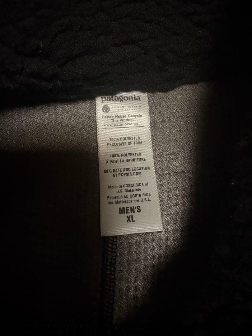 Patagonia フリースベストレトロX ボアXL 黒/グレー