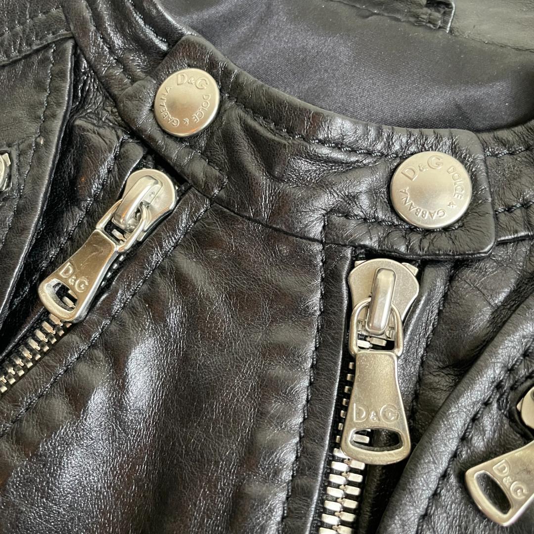 希少デザイン ドルチェ&ガッバーナ ラムレザージャケット マルチジップ M相当