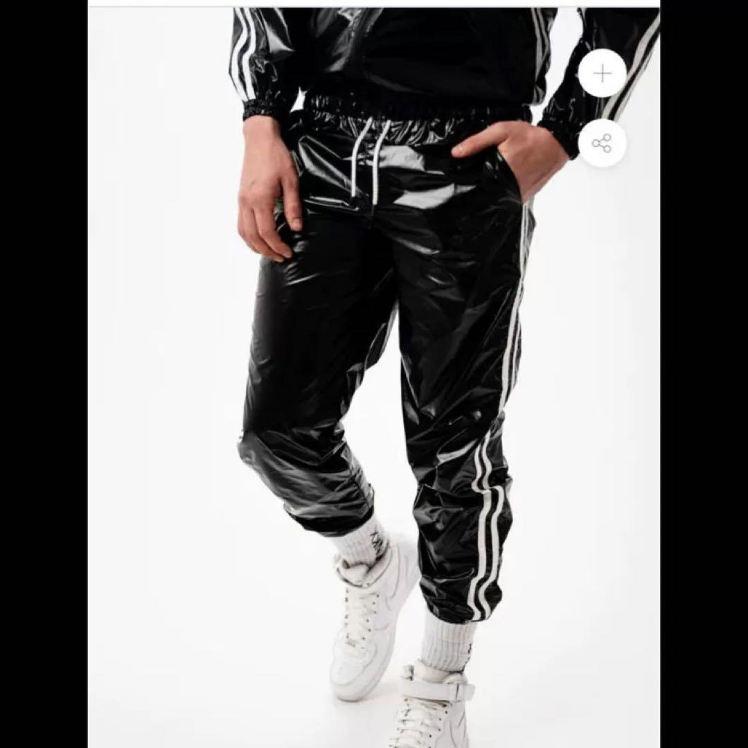 エナメル スーパーウェット光沢 ウィンドブレーカー サウナスーツ 汗出 Lサイズ