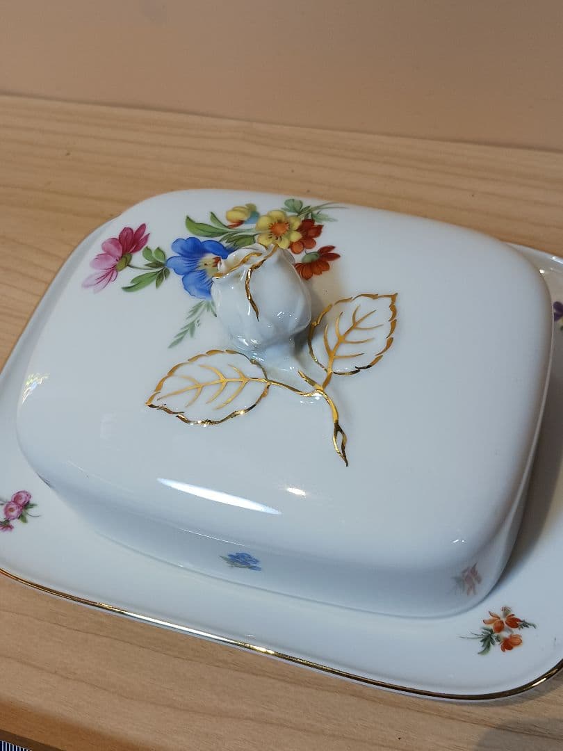 フュルステンベルグ　バターディッシュ　花柄陶器　バターケース