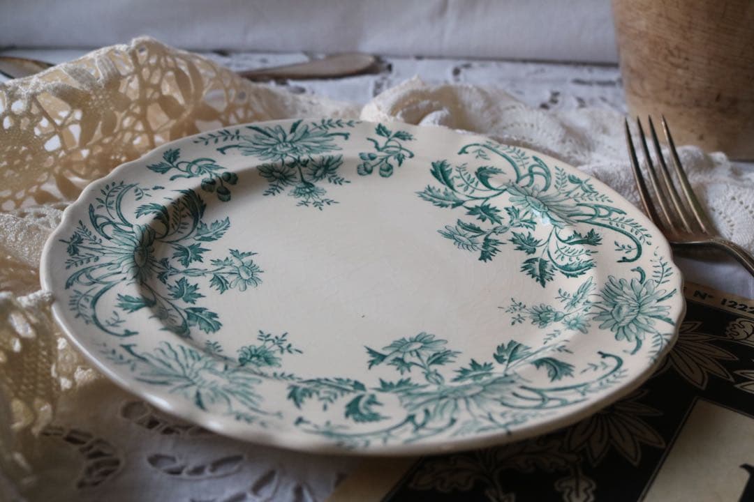 LONGCHAMPS デイジー　ブルーグリーン　デザート　プレート　フランス