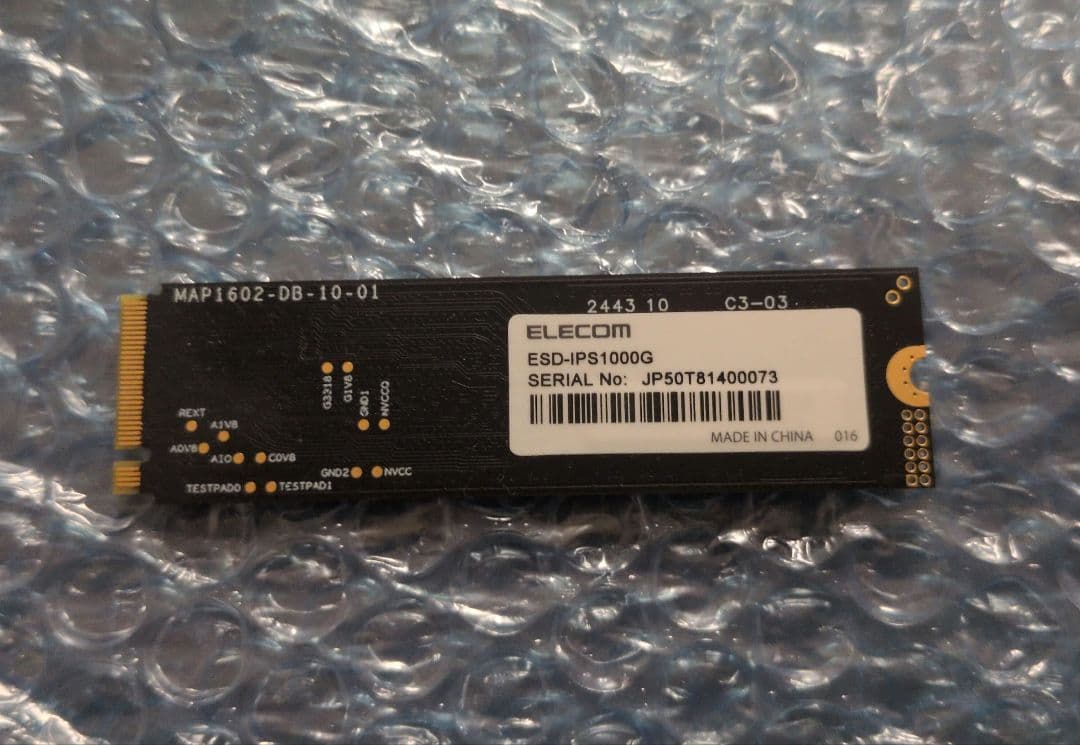 ELECOM ESD-PS1000G 1TB M.2 SSD（ヒートシンクなし）