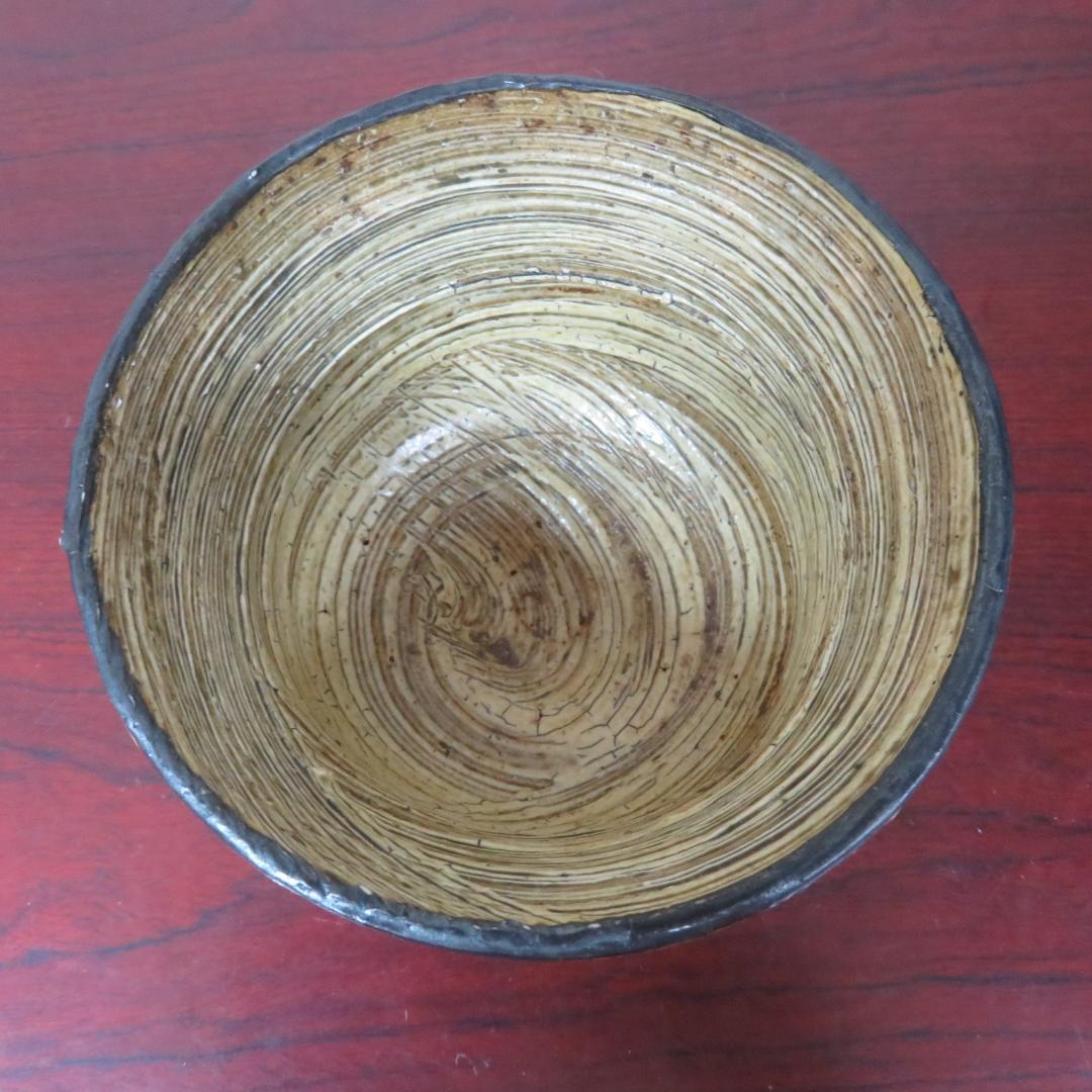 茶碗 茶器 茶道具 共箱 銘 小川欣二 刷毛目 草文様