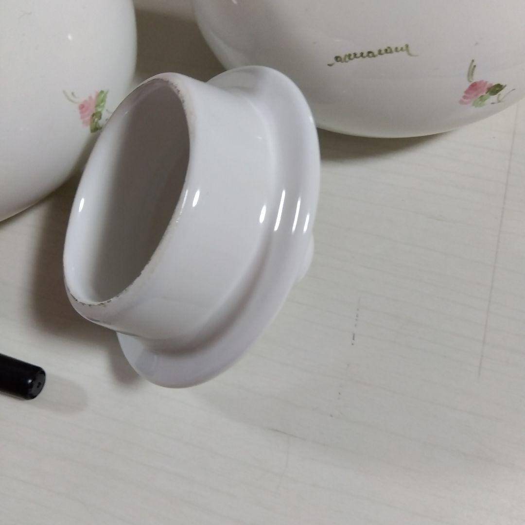 annarosa イタリア花柄陶器保存容器2個　ビンテージとスプーン3本セット