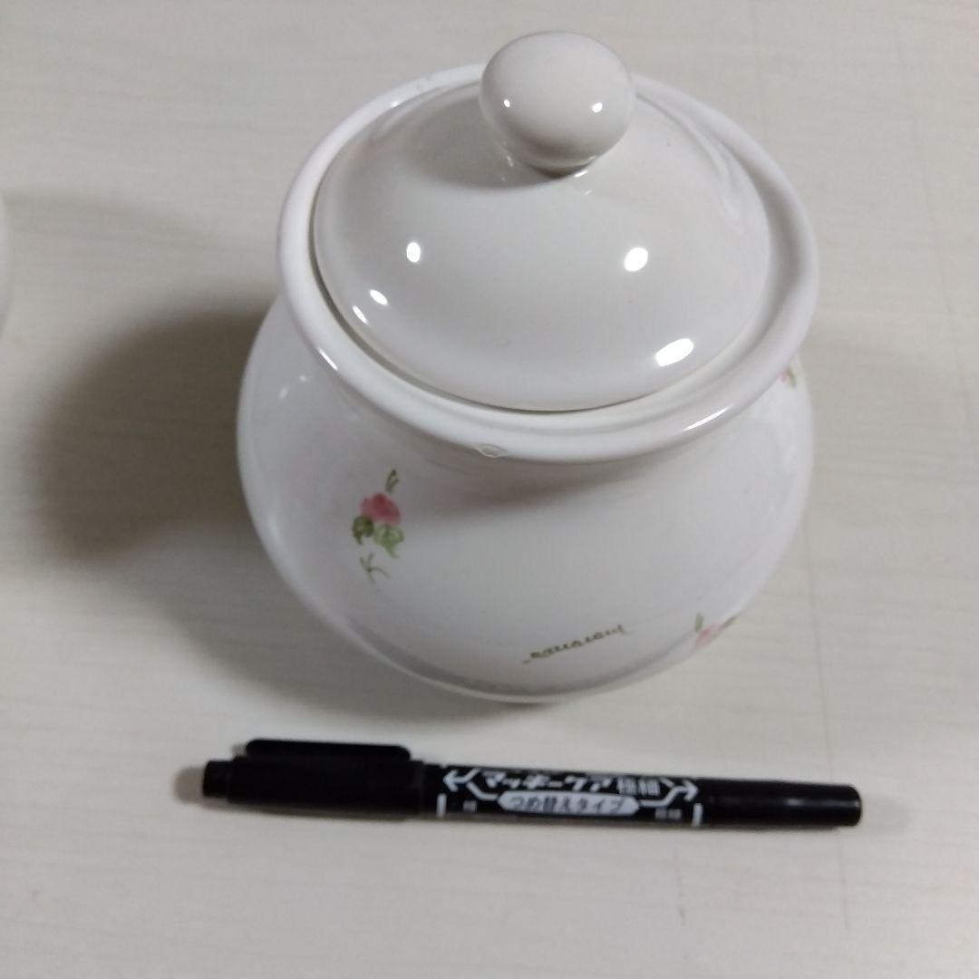 annarosa イタリア花柄陶器保存容器2個　ビンテージとスプーン3本セット