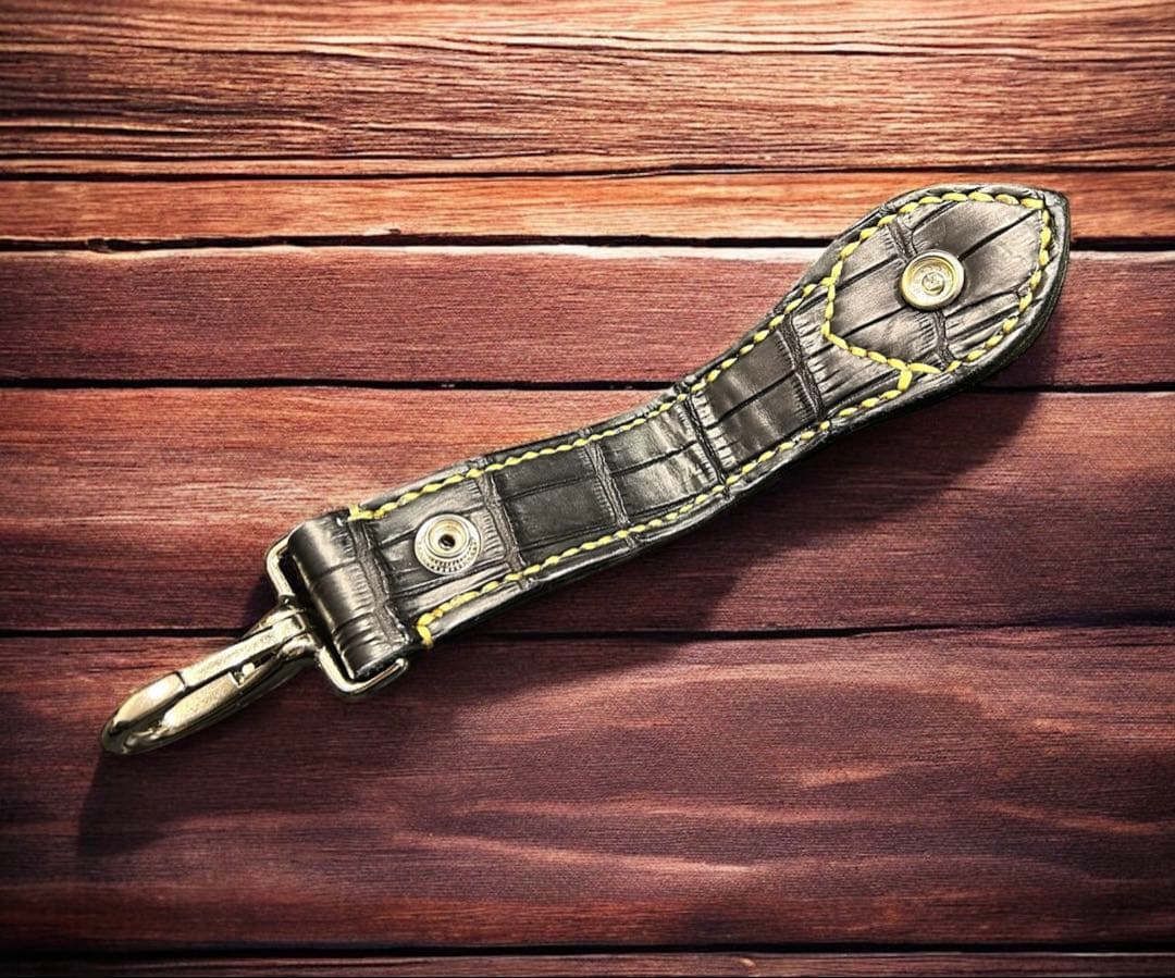 全クロコ 本革 コンチョ ベルトループ キーホルダー Gravy Leather