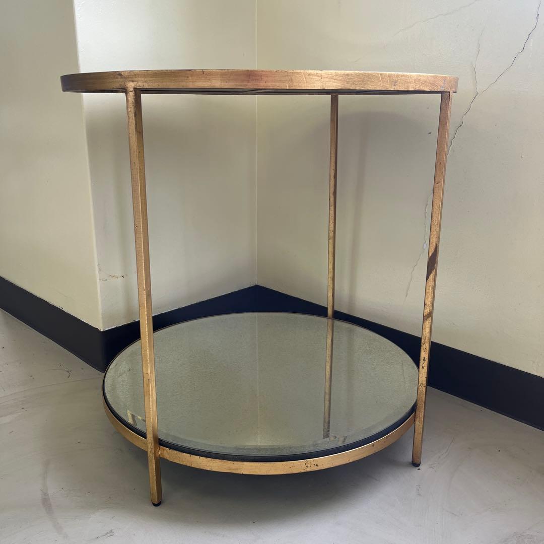 円形ガラスサイドテーブル ゴールドアンティーク仕様　122