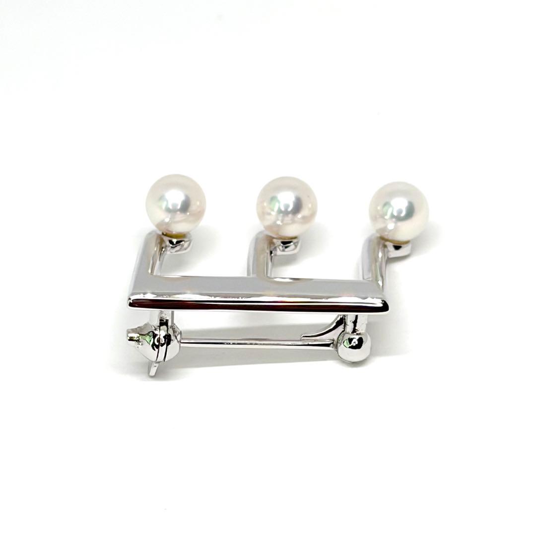【新品仕上げ】ミキモト 音符 3P パール シルバー ブローチ